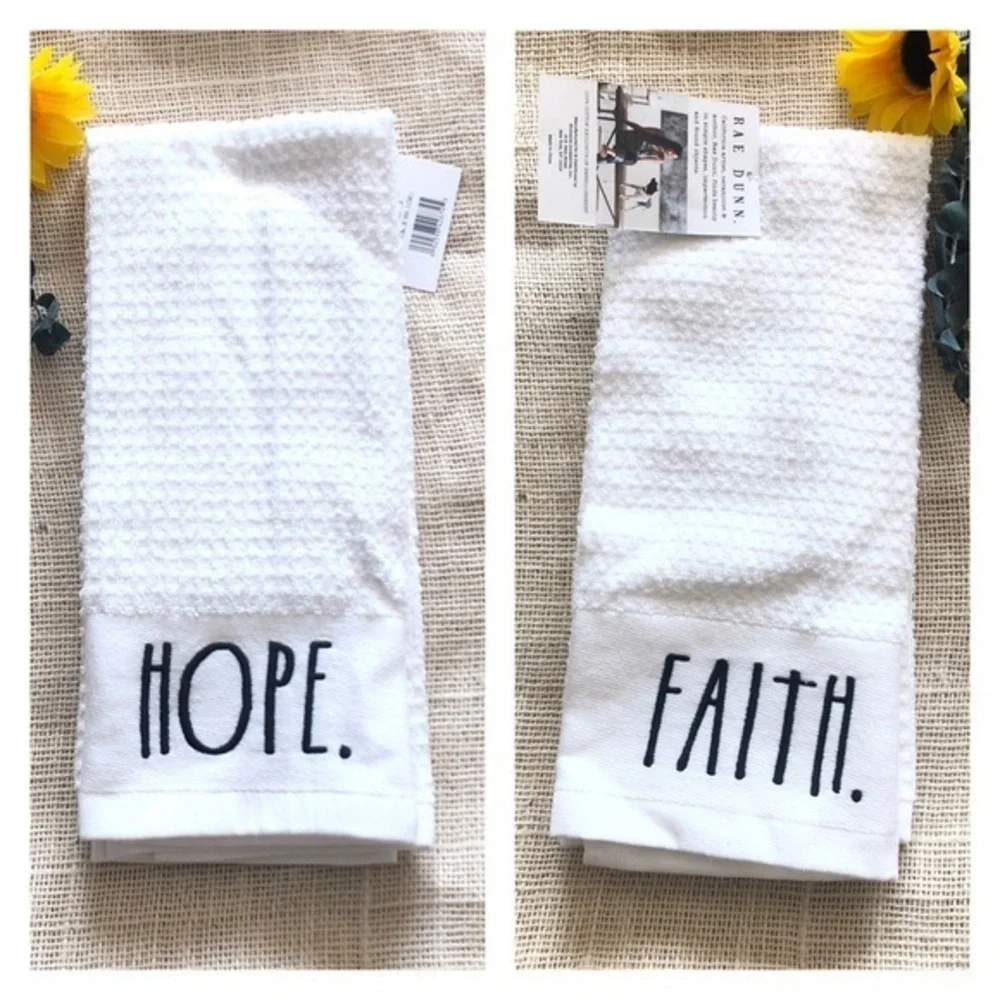 Rae Dunn HOPE / FAITH Kitchen Towels Set